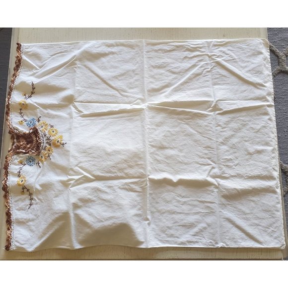 Boho Vintage Handmade Sewn Embroidered Crochet Standard/QN Pillowcases - Picture 3 of 6